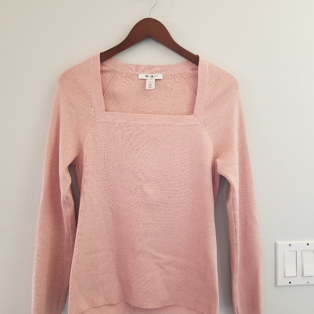 WHBM pink square collar sweater